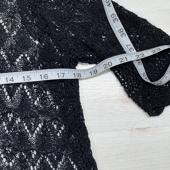 JOHN MARK Tunic Women SMALL Lace Crochet Overlay Floral Black Cream 3/4 Sleeves - Picture 14 of 15